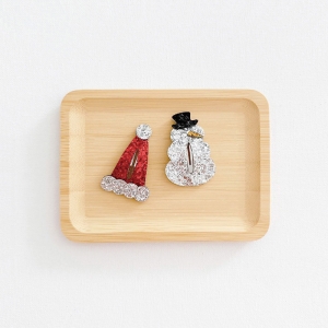 Girl Hair Clip Snowman Hat Glitter Christmas Set (GHP6356)